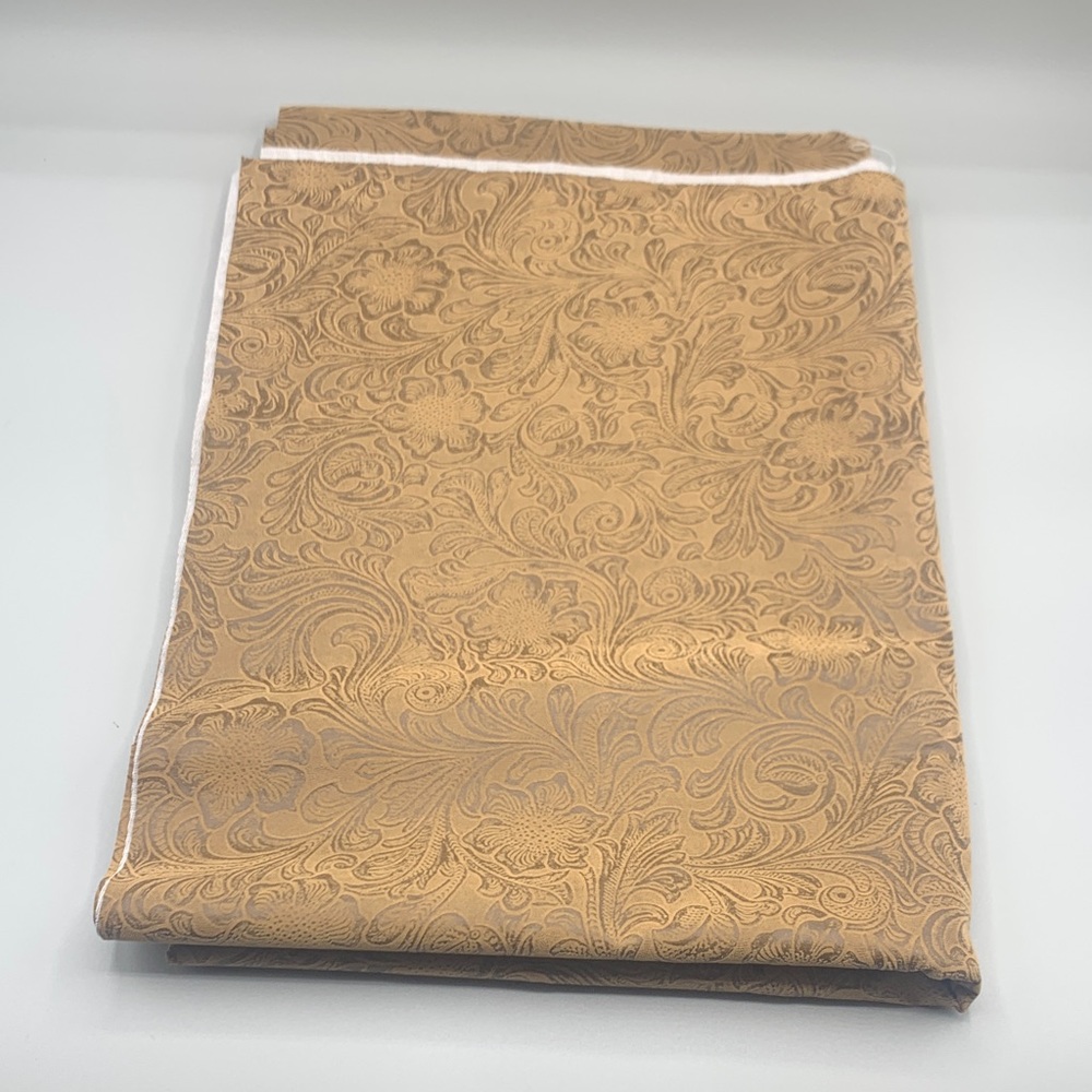Tan and Brown Embossed Tooled Faux Leather Fabric